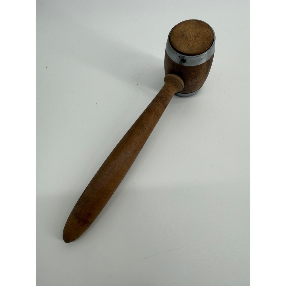 Vintage Wooden Mallet Gavel 8.5‎ Inch Wood Metal Primitive Rustic Decor - Picture 4 of 10
